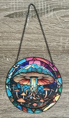 Mushrooms Suncatcher Colorful Double Sided Round Acrylic Window Decor