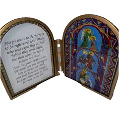 Malco The Story Of Christmas Stained Glass Sun Catcher 4.75 H New