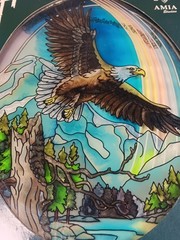 Vintage AMIA Colorful Glass Suncatcher Eagle 🦅 Rainbow 🌈 Window Art Colorado