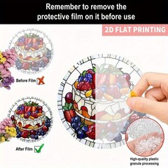 Colorful Fruit Cake Pattern Acrylic Sun Catcher Patio Corridor Hanging Decor