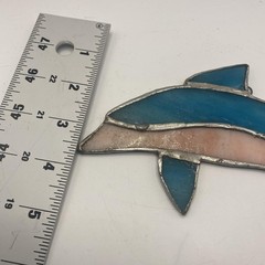 Stained Glass Dolphin Suncatcher Small Blue Pink Green Beach Window Decor