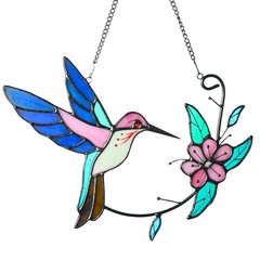 Hummingbird Stained Glass Window Hanging Sun Catcher Decor for Home & Garden