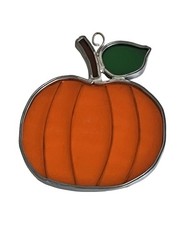 Pumpkin 4” Stained Glass Suncatcher Halloween Autumn Fall Decor