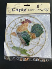 Capiz Shell Kitchen Rooster Hanging Sun Catcher Hand Crafted In The Philippines