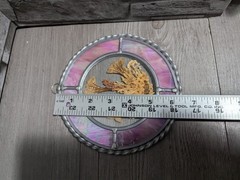 Vtg 6.5″ Round Real Flowers Stained Glass Sun Catcher Lasting Impressions Decor