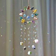 7 Chakra Crystal Sun Catcher with 3 K9 Prism Balls & Natural Stones, Home Decor