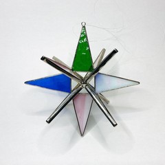 12 Point Stained Glass Moravian Star Multicolor 5” Sun Catcher Window Hanging