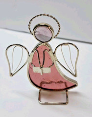 Set Of 5 Stained Glass 3.5″ Angel Sun Catchers Multicolor Vintage Holiday Decor