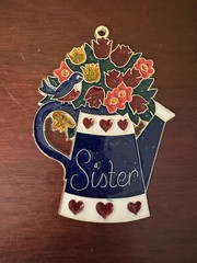 Sister Sun Catcher Blue Watering Can Flower Bouquet Bird 5” Set Of 2 Window