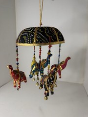5 Elephant Umbrella Mobile Hanging India Wind Chimes Boho Home Decor Bells Read