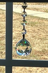 Glass Hanging Prism Ornament W/4 Smaller Prisms, Beautiful Sparkles!
