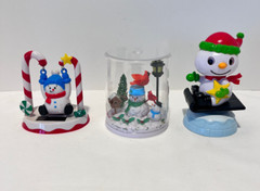 Solar Powered Dancing Lot Of 3 Snowman On Sled Snowman Swinging Snowman Cardinal