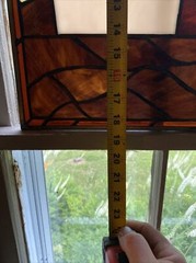 Unique Hand Made Stained / Leaded Glass Window Panel 18.5×10 Plant? Coffee?