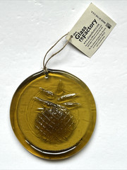 Glass Sun Catcher/ Ornament Pineapple Amber Yellow the Glass Refactory USA Made