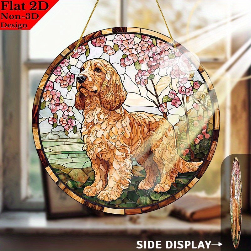 Cherry Blossom Cocker Spaniel Acrylic Suncatcher Dog Lover Window Decor Gift