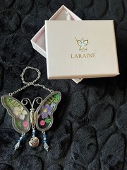 Butterfly Suncatcher with Pressed Colourful Flower Wings Gift Mom LARAINE