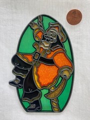 Pirate With Sword Green Stained Glass Suncatcher 1970s Sun Catcher