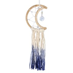 Little Blue Crescent Moon Dreamcatcher Wool Cotton Genuine Crystal Prism Star