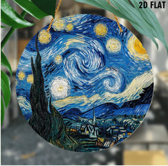 Vivid Van Gogh-Inspired Starry Night Acrylic Suncatcher-Stained Glass Look, 8in