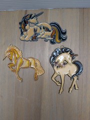 Vintage Stained Unicorn Sun Catchers Lot Of 3 Lead Handmade