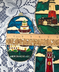 4 Acrylic & Metal Lighthouse Sun Catchers NY,SC,GA,FL Stained Glass Souvenir