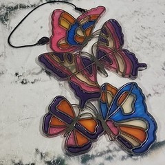 Vintage 70s Butterfly Window Hanger Suncatcher Plastic Hippie Fairycore Decor