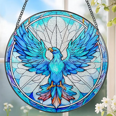 Stunning Phoenix Stained Glass Suncatcher Unique Window Hanging Decor Gift