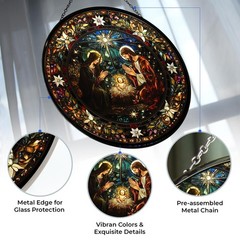 Stained Glass Nativity Suncatcher | Gothic Christmas Ornaments & Nursery Decor