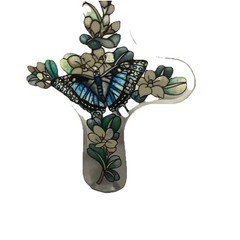 Suncatcher – Cross with Flowers and Butterfly Acrylic Hanging