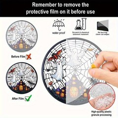 Halloween Acrylic Light Catcher Round Ghost Spider Web Window Hanging Ornament