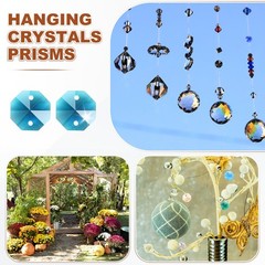 50PCS Crystal 2 Hole Octagon Prisms, 14mm/0.55″ Pendant Hanging [Peacock Blue]