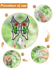 Butterfly Stained Glass Suncatcher with Real Flower Wings for Home Decor