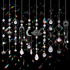 Sun Catchers, 10 Pcs Crystal Suncatcher Prism Hanging Kit with Chain Rainbow Mak