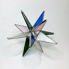 12 Point Stained Glass Moravian Star Multicolor 5” Sun Catcher Window Hanging