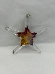 Luke Adams Star Purple Pink Gold Dichroic Art Glass Suncatcher Ornament 5”