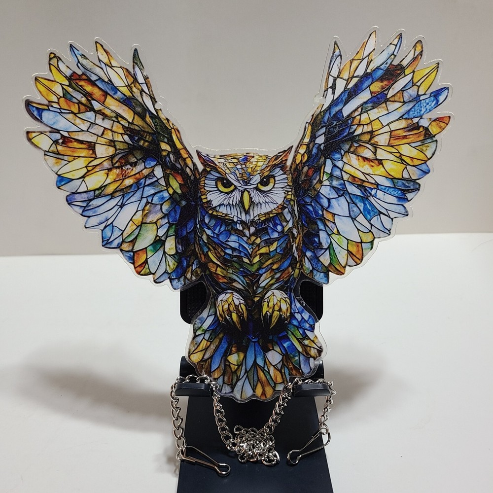 Multi Dimensional Acrylic 2-D Owl Sun catcher 8″w x 7.5″h Two Sided with Chain
