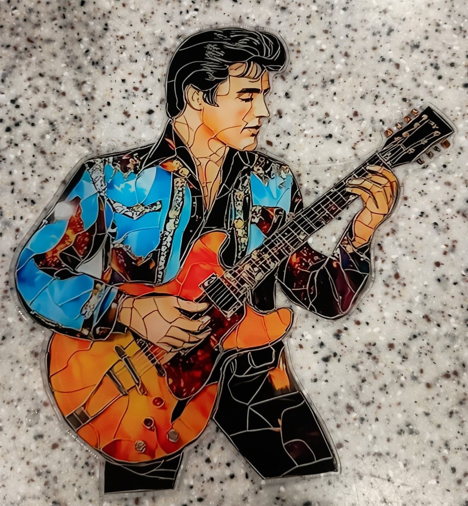 ELVIS Stained Glass Panel Effect Suncatcher Home Window Decor