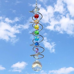 GWAHSA Suncatcher Wind Spinner Gazing Ball Spiral Tail, Crystal Sun 1pcs