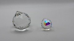 PAIR OF CRYSTAL FACETED PRISMS 55 MM & 30 MM UNBRANDED SUNCATCHERS FENG SHUI