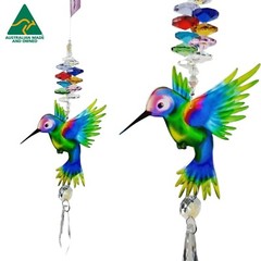Rainbow Hummingbird Suncatcher – Handmade Gift – Hanging Car Mirror Crystals