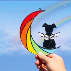 Rainbow Dog Stained Glass Window Hanging Pet Dog Memorial Gifts Suncatcher Gift