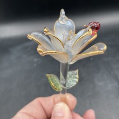 Handmade Glass Flower With Ladybug Sun Catcher / Ornament