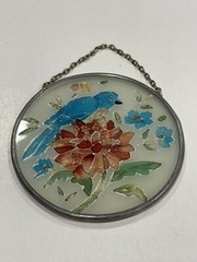 Blue jays Bluejay Bird Stained Glass Hanging Suncatcher Flower D19