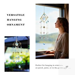 17inch Crystal Prisms Suncatcher for Window Hanging Gold-Plated Crystal Sun Catc