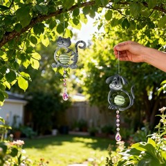 SATHGA Cat＆Dog Garden Suncatcher,2 Pack Suncatchers with Crystal,Metal Sun Ca…