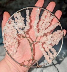 Handcrafted Rose Quartz “Tree of Life” Wire-Wrapped Suncatcher
