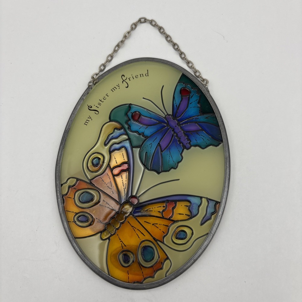 JOAN BAKER DESIGNS VINTAGE-STAINED GLASS BUTTERFLIES MY SISTER MY FRIEND