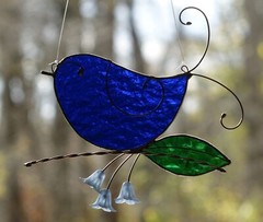 Stained Glass Little Bluebird On A Branch Sun Catcher