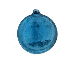 Vintage Blue Glass Suncatcher Lighthouse Nautical Coastal Hanging Decor 3.5″