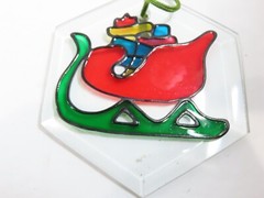 Christmas Stained Glass Ornaments Suncatchers Vintage Lot Of 5 D80